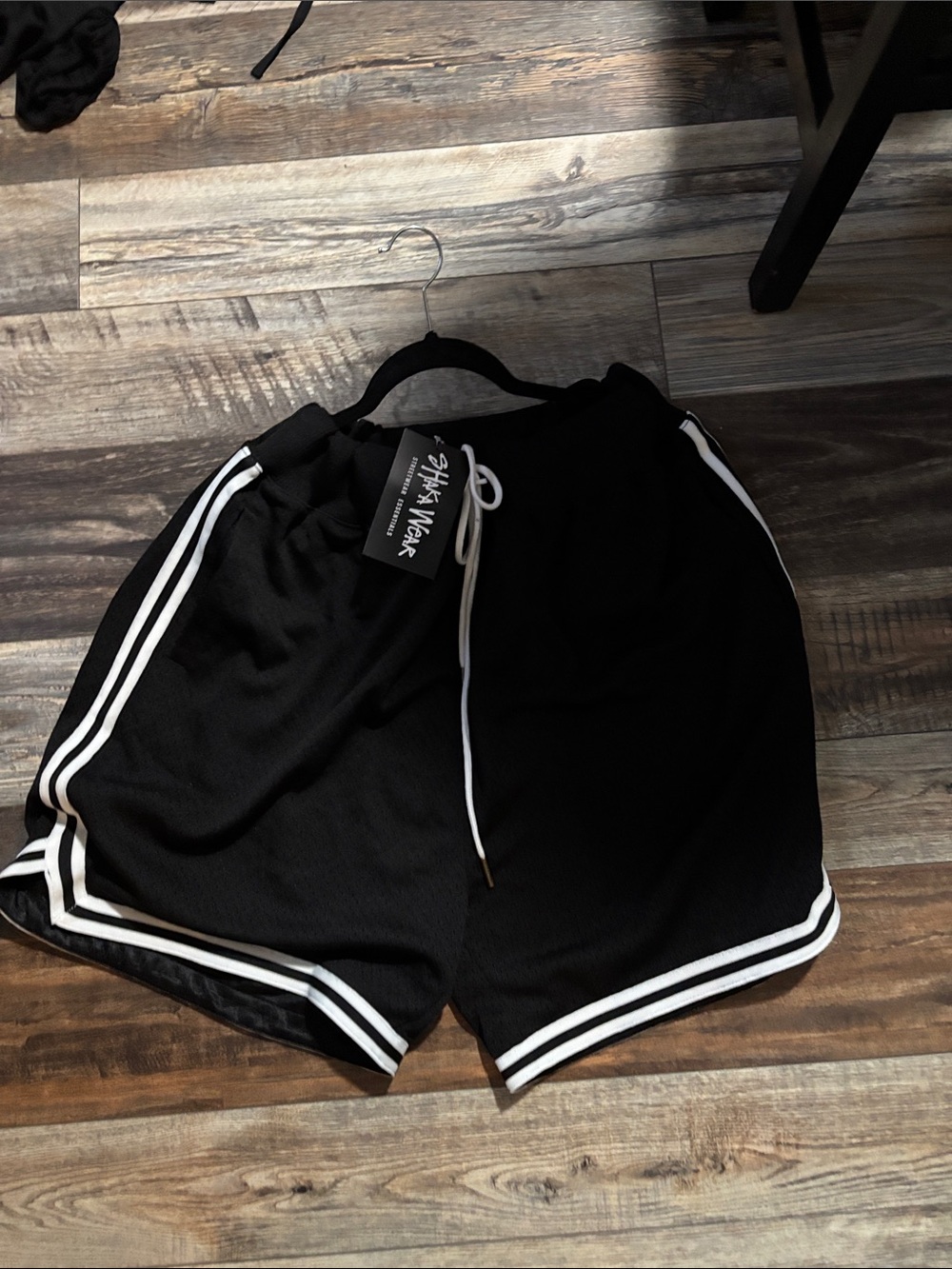Streetwear Black Athletic Shorts with White Stripe